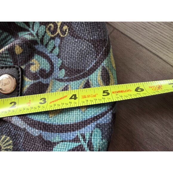 Spartina Natural Linen & Leather Wristlet With Patterned Design - Picture 7 of 8